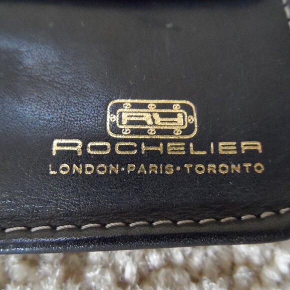 Rochelier Wallet Genuine Leather Straplet Black Card Holder Change Pocket Zipper - Picture 4 of 15